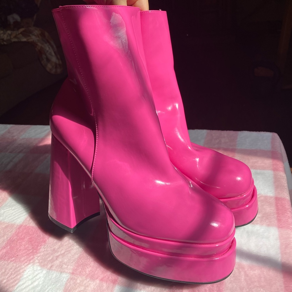 New pink shiny PU Barbie boots size 11